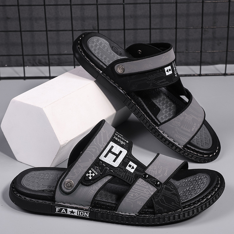 2023 men's fashion sandals fashionable Korean style all-match beach sandals for driving dual-use factory wholesale cross-border