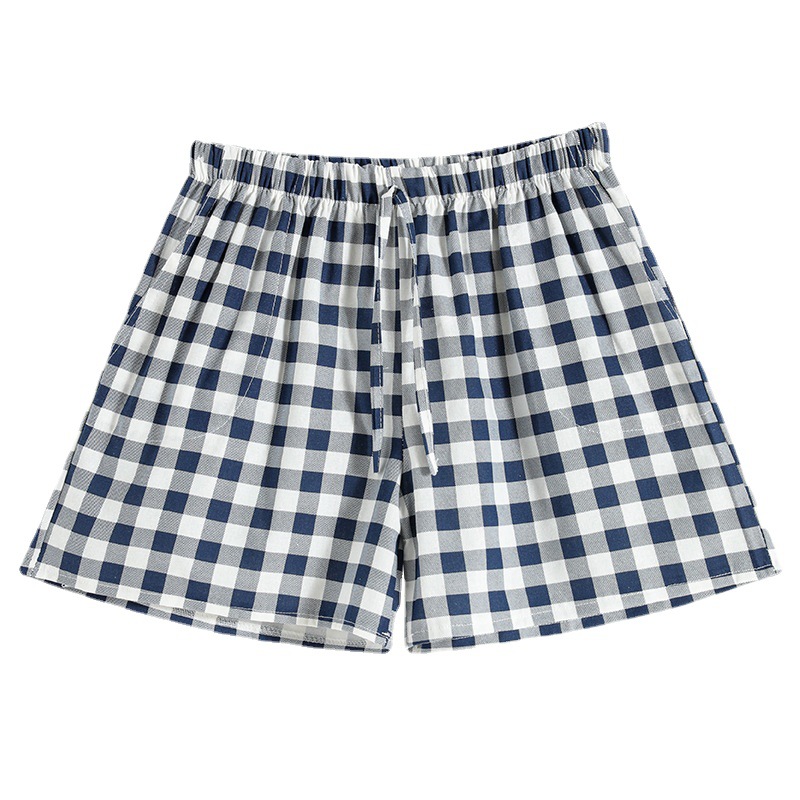 2022 Summer New Cotton and Linen Shorts Women's Casual Large Size Printed Plaid Pants All-match Wide Leg Pants Factory Direct Supply