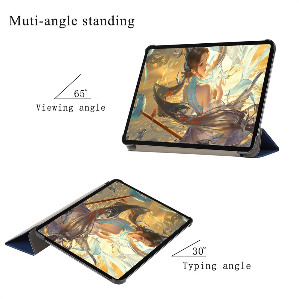 ipad pro 11 Air4 Air5 Tri-Fold Caster Leather Case for iPad 12.9 2022 Tablet Protective Case
