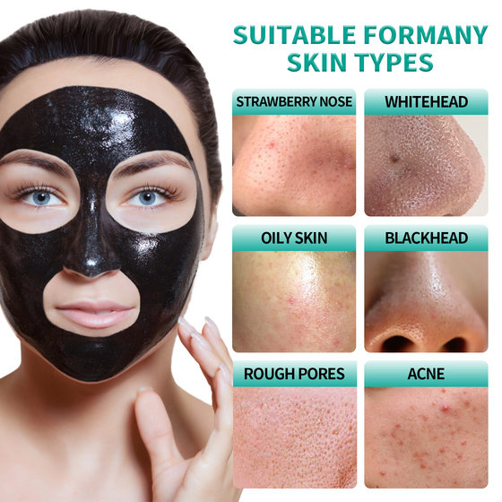 Blackhead Removal Nasal Mask Set Bamboo Charcoal Tear Mask Area T Care Blackhead Removal Nasal Mask with Brush 4 Acne Needles