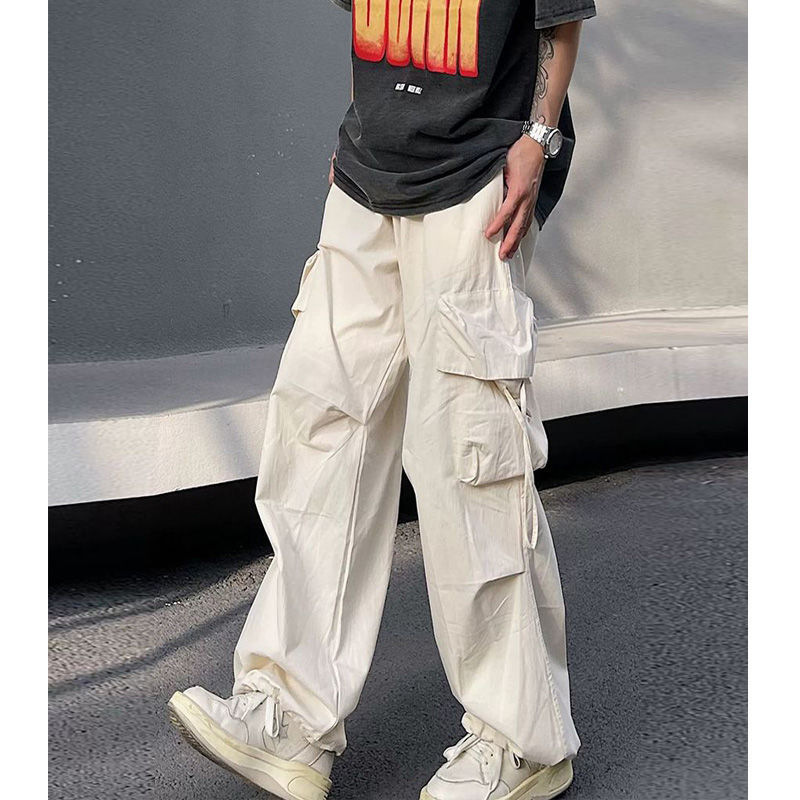 American-style Retro Overalls Men's and Women's Paratroopers Spring and Summer Loose Wide-leg Casual Personalized Trendy Straight-leg Straight Pants