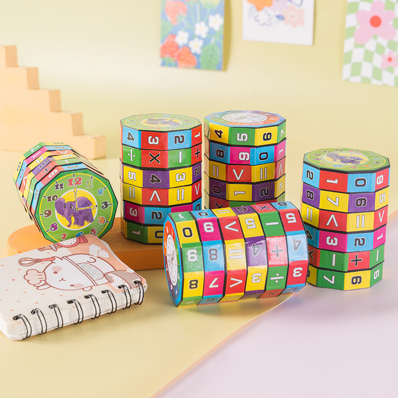 Children's puzzle Rubik's Cube early education arithmetic creative addition, subtraction, multiplication and division removable cylindrical Primary School students Digital Rubik's cube wholesale