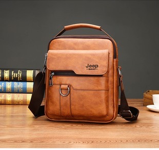 New Men's Shoulder Bag Business Casual Vertical Crossbody Bag PU Soft Leather Handbag Business Briefcase