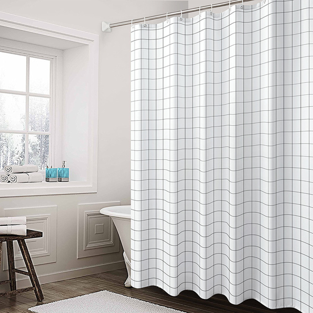 Factory wholesale waterproof curtain white square PEVA shower curtain simple bathroom curtain door curtain partition can be a generation of hair