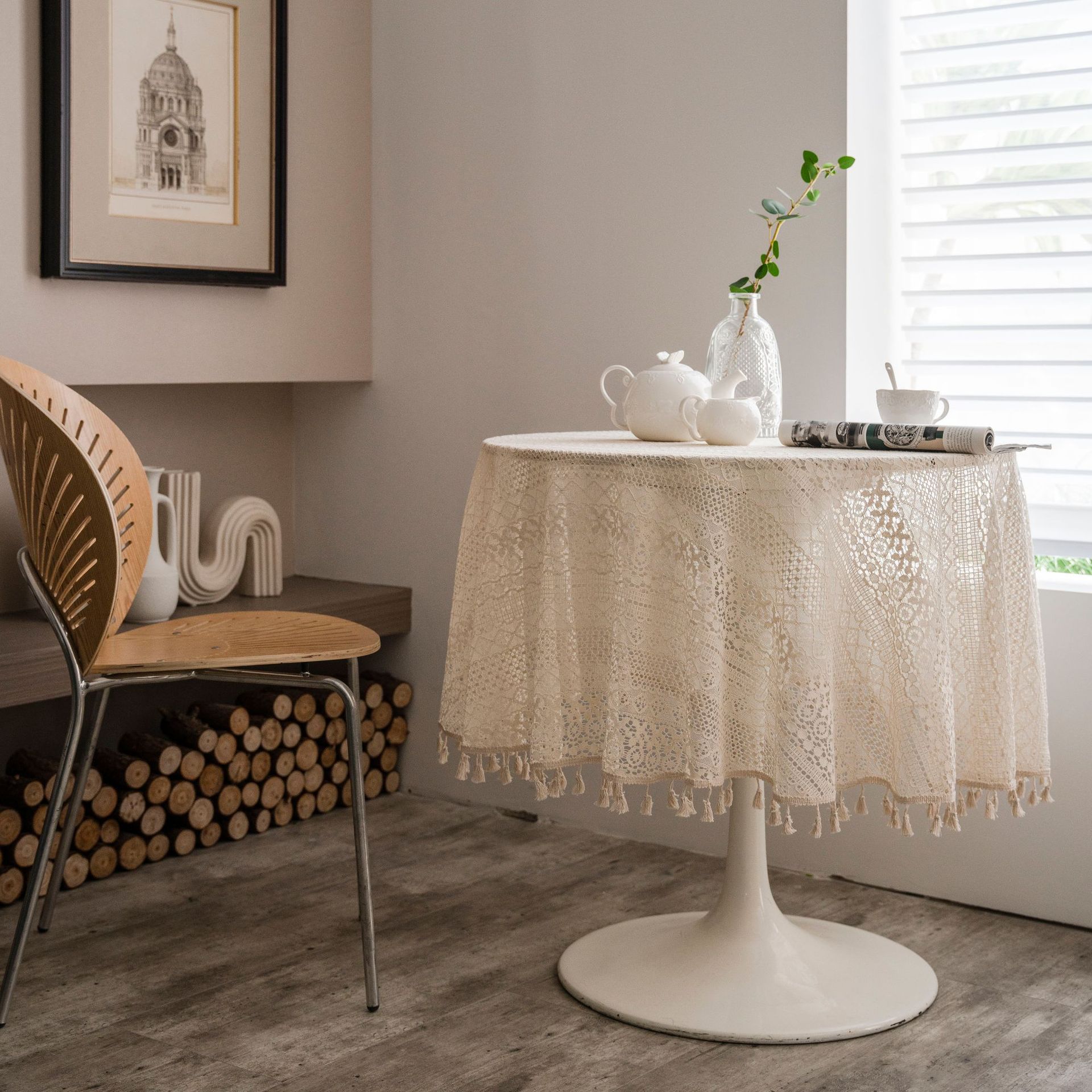 Cloth Dad American Pastoral Crochet Cover Towel Tablecloth Woven Coffee Table Cloth Hollow Round Tablecloth Tassel Table Mat Spot
