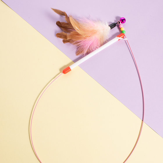 Steel wire feather cat stick cat toy fishing cat stick feather toy elastic cat stick cat pet toy wholesale