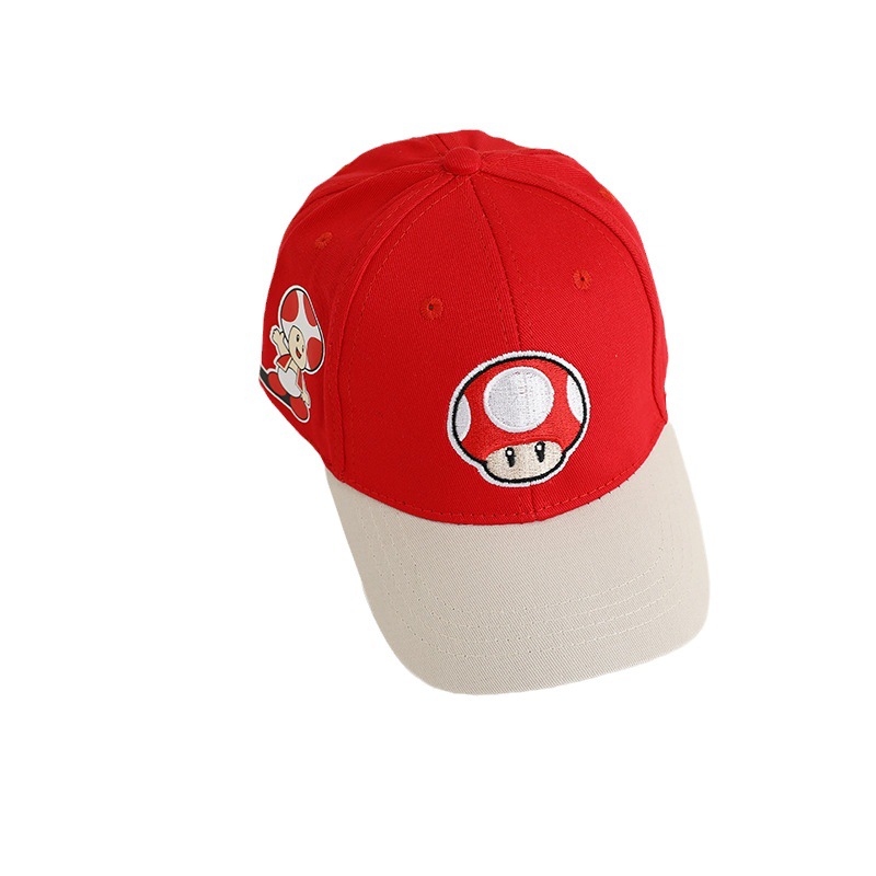 Children's net cap Korean color matching Mario baseball cap spring and autumn new baby sun hat super Mary cap