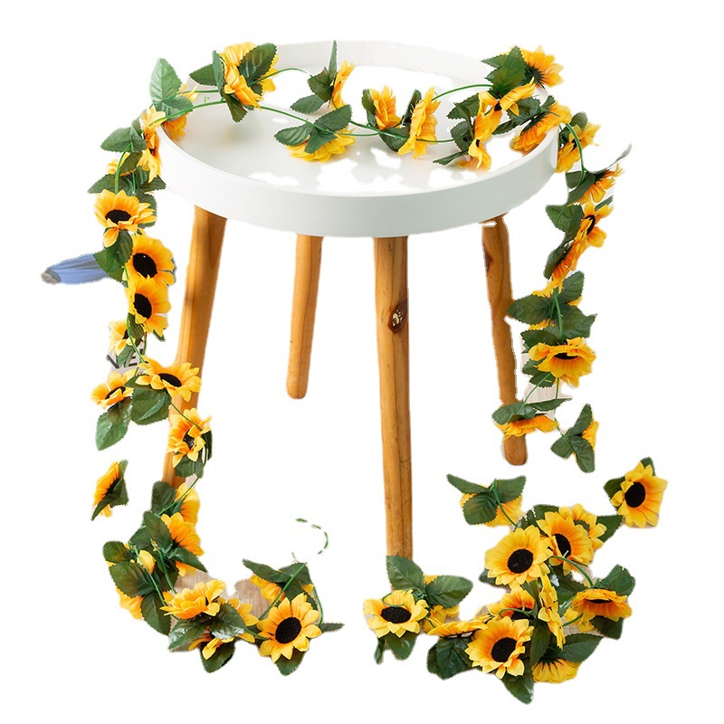 Imitation Sunflower Rattan Wholesale Homestay Loft Decoration Silk Cloth Flower Vine Sunflower Vine Garden Style Flower Vine