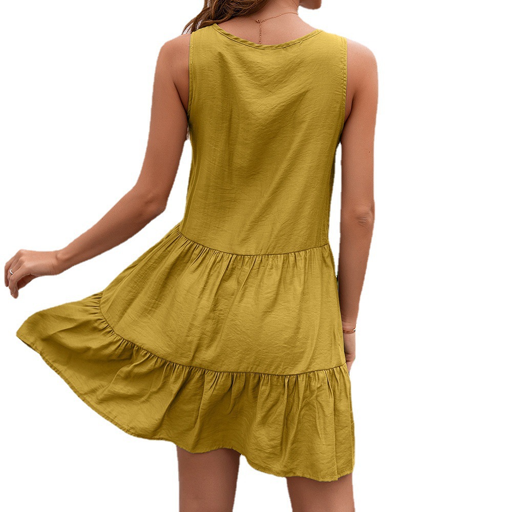 Amazon Cross-border European and American Women's 2024 Summer New Loose Sexy Solid Color Super Fairy Dress
