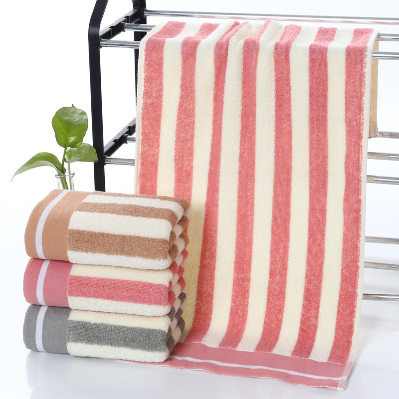 Cotton striped towel 32 strands cotton household thick face towel soft absorbent not easy to shed wool spot wholesale