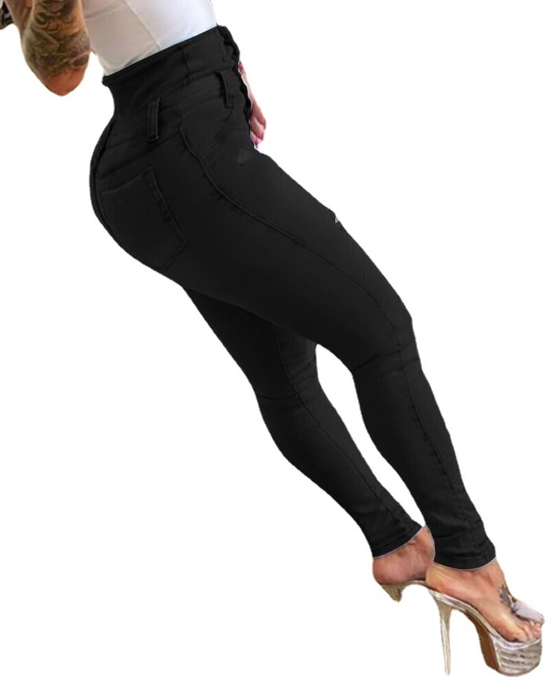 Factory spot 2023 European and American style American style high waist distressed ripped jeans women's personalized trendy leggings