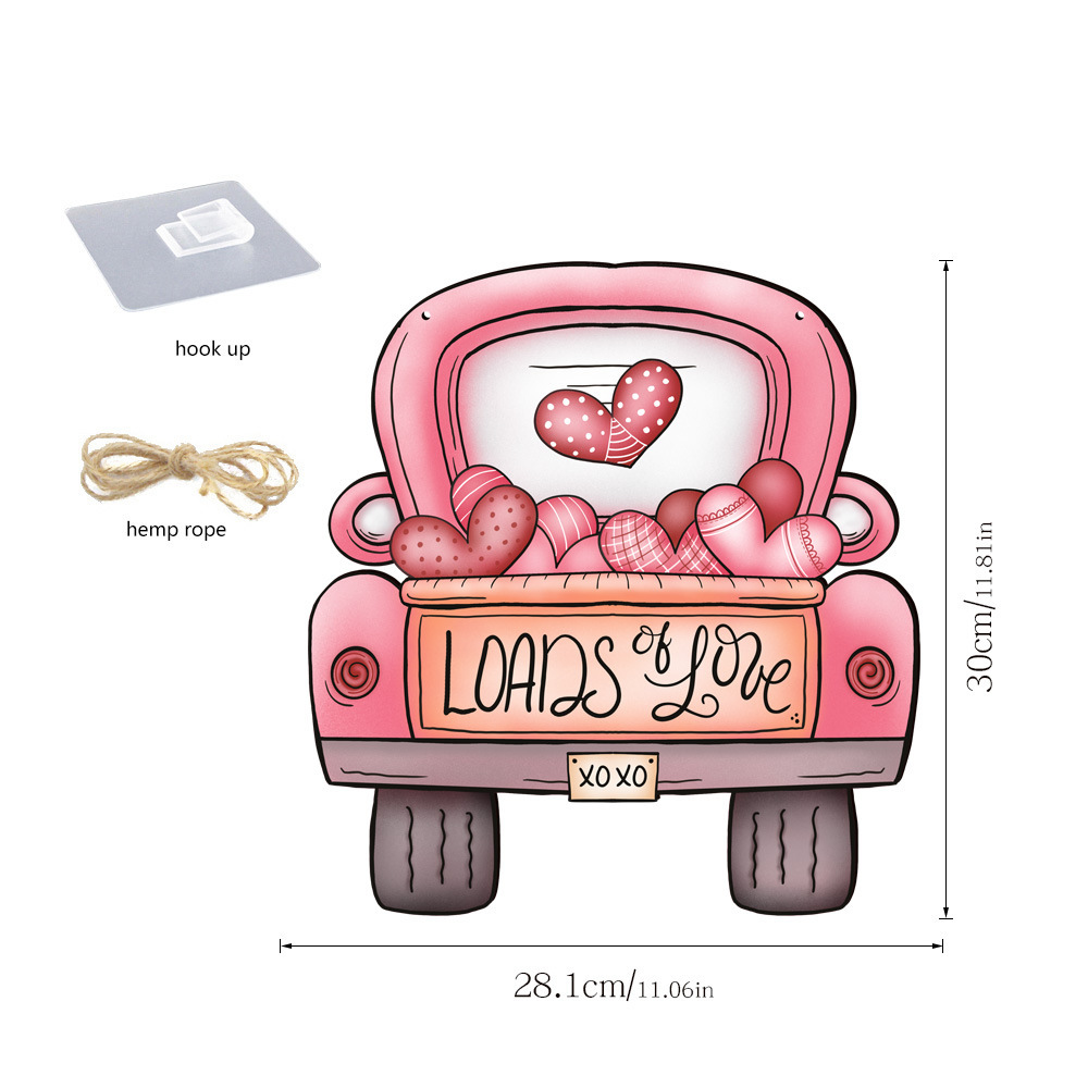 Cross-border popular Valentine's Day cartoon dwarf wooden hanging window door holiday home decoration wooden brand crafts