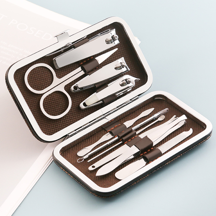 Leather Box 10-piece set nail tools home manicure care nail clippers suit in stock gift nail clippers suit