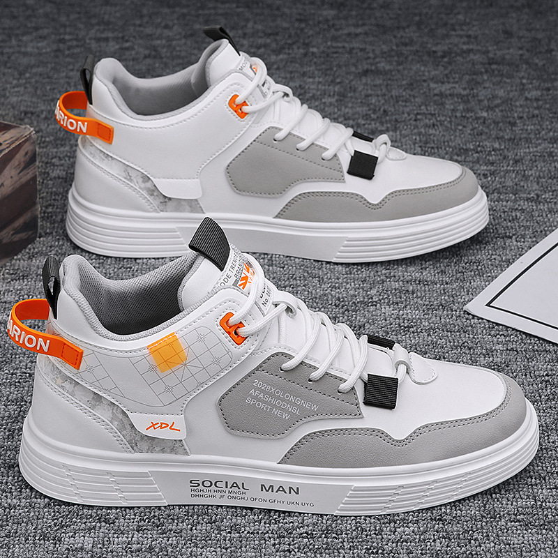 Canvas high-top winter men's shoes 2023 new autumn sports casual white student men's board shoes versatile fashion shoes