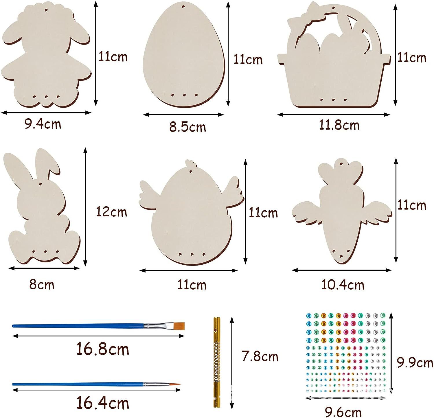 Easter wooden wind chimes 6 pieces 12 pieces crafts suit children's Easter crafts painting decoration pendant