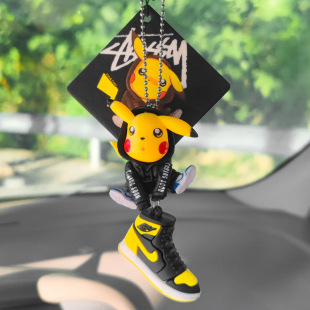 Pikachu Cartoon Doll car interior rearview mirror pendant car fragrance TikTok popular light luxury ornaments hand office