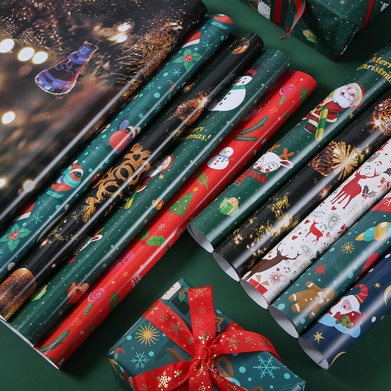 Factory spot wholesale Christmas wrapping paper Christmas gift box wrapping paper double-sided color printing bouquet wrapping paper
