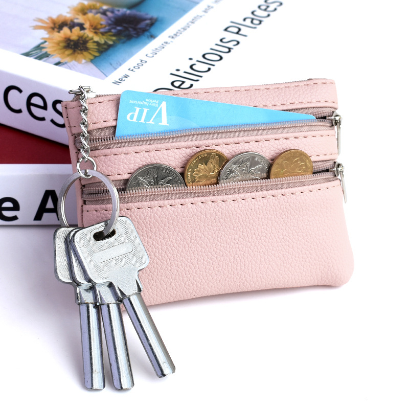 Bolso para llaves de estilo coreano para mujer, de color macarrón, minimonedero sencillo de color sólido para madres, tarjetero pequeño portátil de varias capas, suave_voghion.com