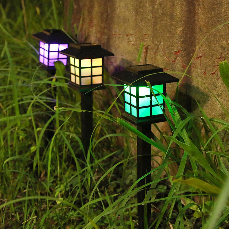 Solar LED lawn light small house light outdoor mini solar light rainproof small palace light courtyard garden light