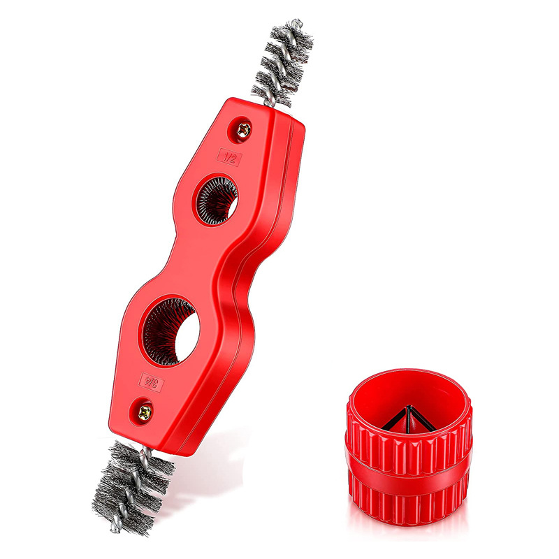 Four-in-one battery brush double-headed copper tube brush inner and outer reamer pipe cleaner deburring pipe Chamfering tool