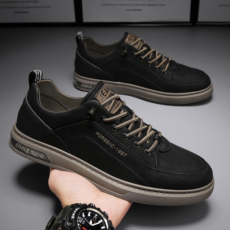Board Shoes Men's White Shoes 2023 Spring and Autumn New Men's Casual Shoes Korean-style All-match White Leather Sneakers