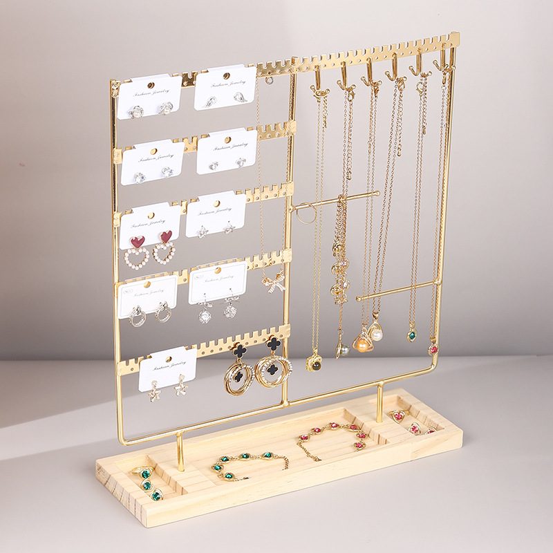 Solid wood iron earrings rack earrings storage jewelry rack necklace display rack bracelet rack jewelry rack props