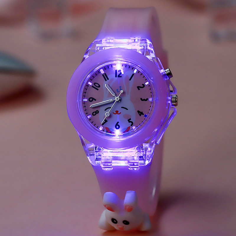 Wholesale primary school children's watch new cartoon colorful flashing light luminous watch doll silicone electronic watch