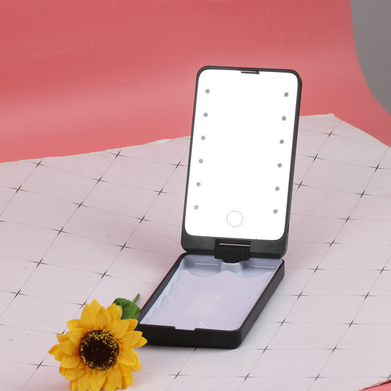 Led Makeup Mirror with Brush Foldable Rotating Beauty Makeup Dressing Mirror Light Storage Travel Makeup Mirror with Light Mirror
