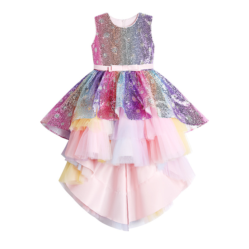 Children's Dress Tailing Princess Dress Spot Pink Girl's Dress June 1 Performance Dress Summer Girl's Dress