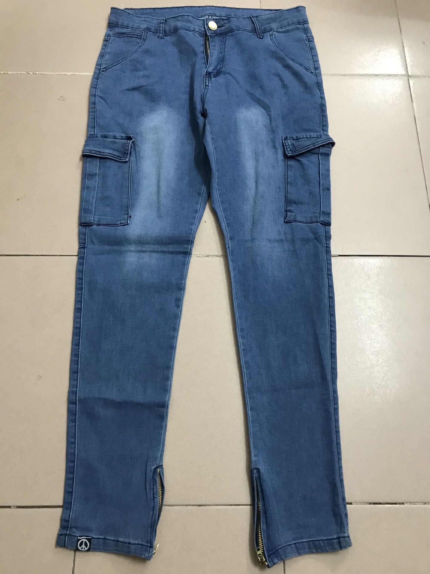 2023 European and American foreign trade new jeans knee big pocket small feet zipper jeans men's AliExpress