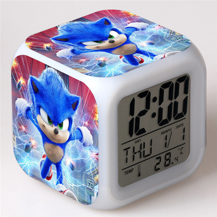 Cross-border hot sale supply hedgehog sonic Sound Boy alarm clock color changing colorful alarm clock sonic small gift 1