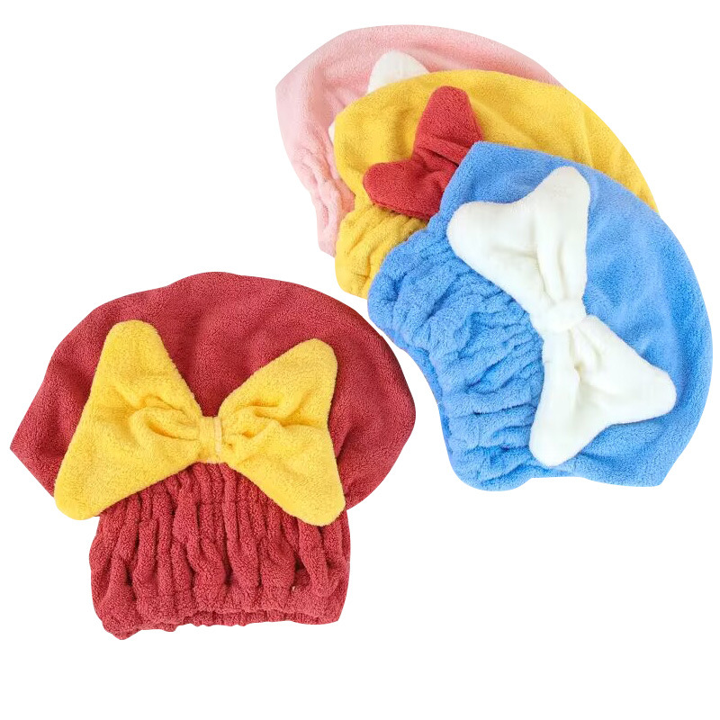 Big Bow super thick quick-drying absorbent female princess cap hair drying towel hair washing wrap scarf hair drying cap shower cap