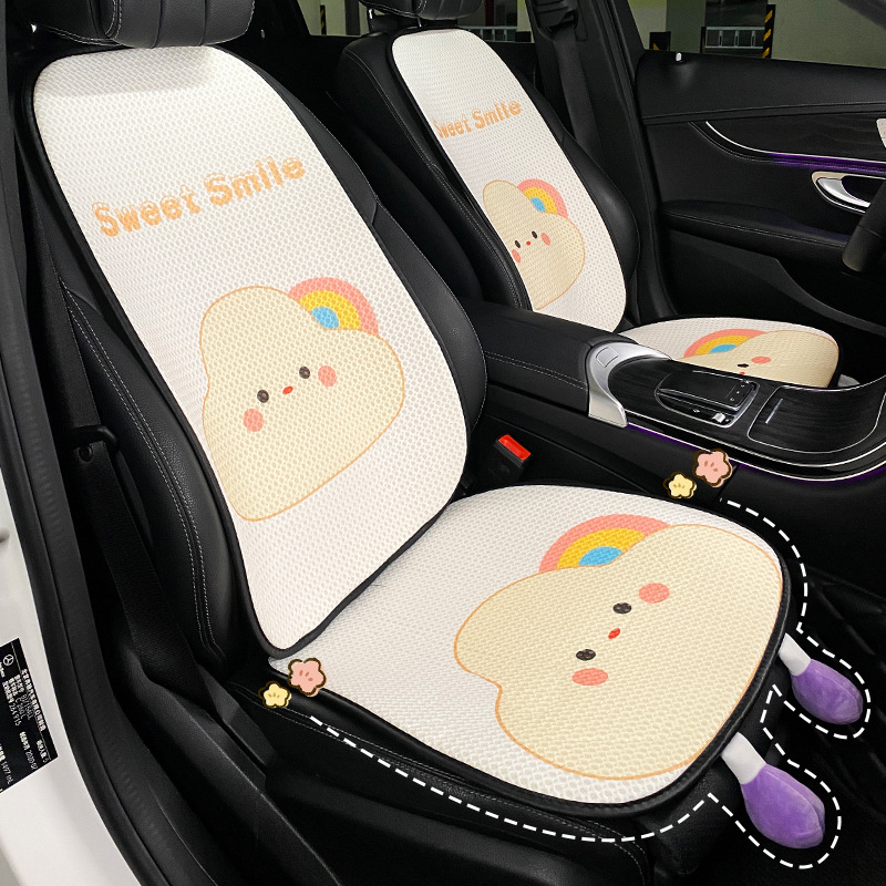 Verão Nova Almofada de Carro Simples Gelo Seda Malha Quatro Estações Universal Bonito Arco-Íris Nuvens Almofada de Carro Mulheres_voghion.com
