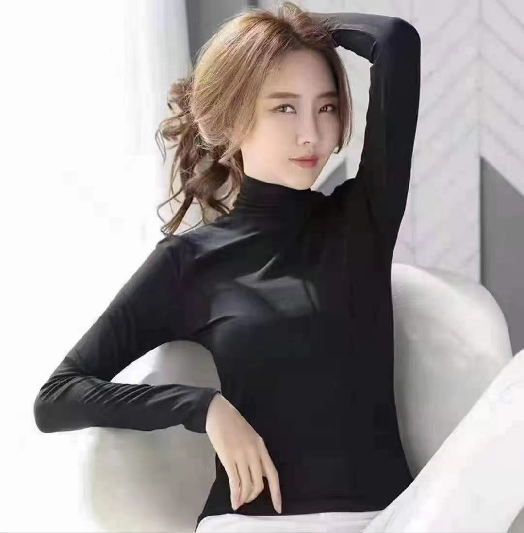 Autumn and Winter new nine-color half turtleneck mask bottoming shirt women's casual inner wear skin-friendly high elastic slim-fit long-sleeved blouse