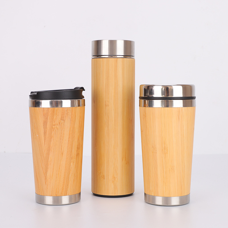 Cross-border vacuum stainless steel bamboo thermal insulation Cup Office business tea cup bamboo shell cup car coffee cup