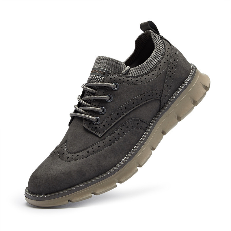 2023 Summer Korean men's shoes casual leather shoes brogue casual men's shoes leather shoes leatheMens shoes