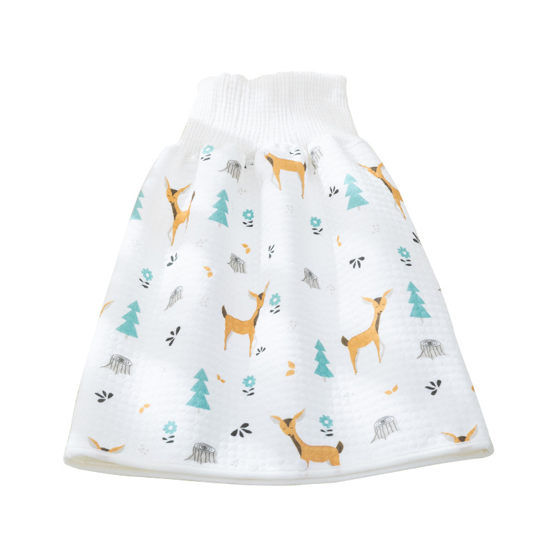 Baby's Urinalysis Skirt Waterproof Leak-proof Nappies Cotton Baby's High Waist Belly Protection Pants Washable Pocket