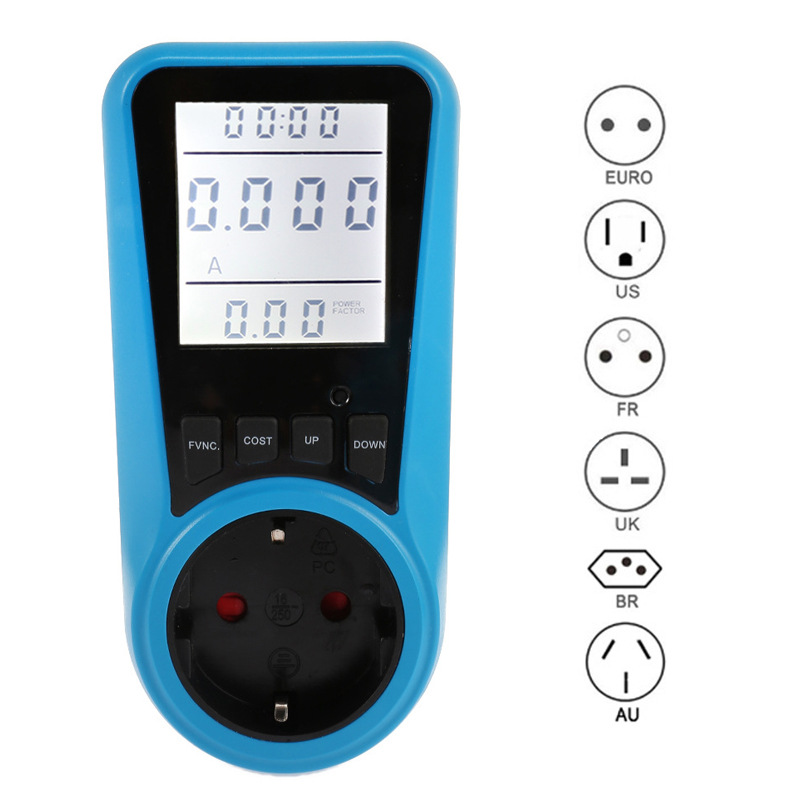 Backlit Power Metering and Billing Socket Voltage and Current Power Meter Multifunctional Household Appliance Monitoring and Billing Meter