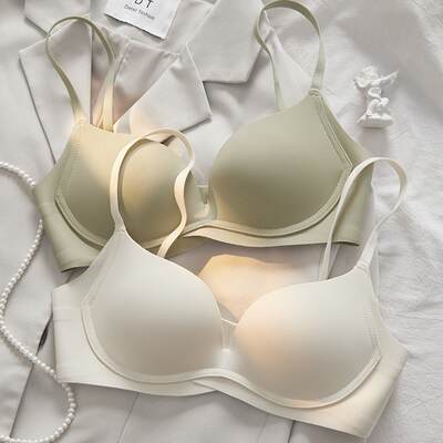 Women's underwear one-piece seamless glossy wireless big chest small simple Japanese style top collection bra