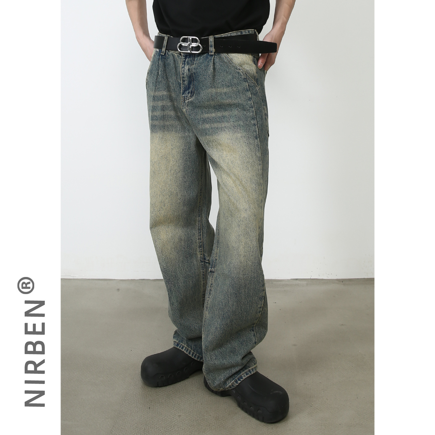 nirben Denim | American retro straight jeans men's fashion brand high-end loose wide-leg pants mop long pants