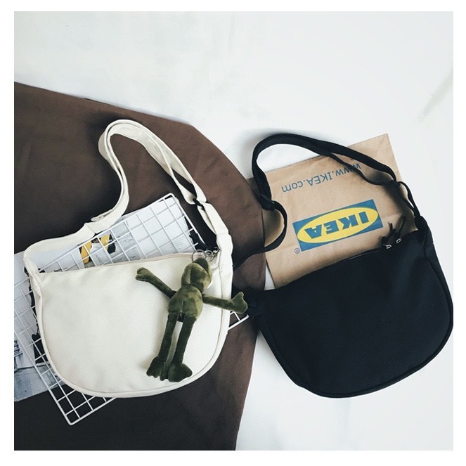 Manufacturer crossbody bag canvas bag couple dumpling bag trendy brand Japanese student large capacity solid color bag