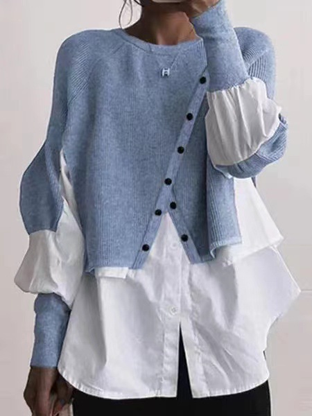 2024 automne et hiver nouvelle station indépendante transfrontalière européenne et américaine col rond à manches longues tricoté style étranger couture deux pièces_voghion.com