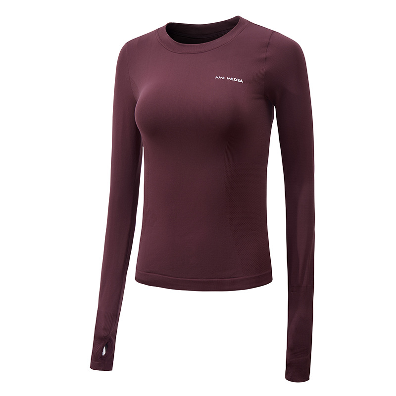 Cross-border Stretch Tight Slimming Sports Long-sleeve Breathable Quick-drying Running Training T-shirt Temperament Yoga Clothing for Women