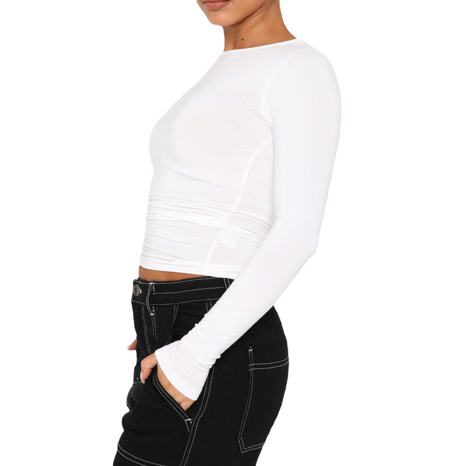 New Style Inner Base Shirt Women's Winter Solid Color Base Round Neck T-Shirt Sexy Spice Girl Slim-fit Slimming Long-sleeved Top