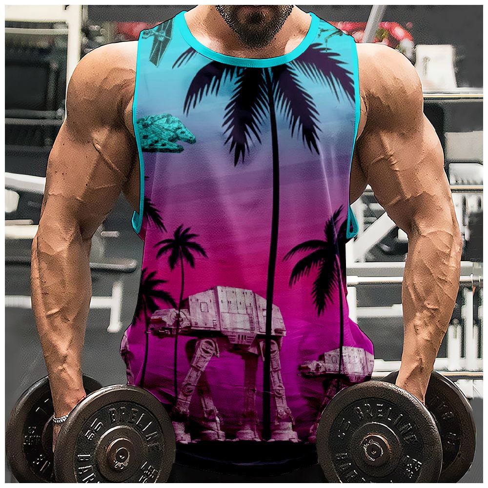 2023 European and American Cross-border Hawaiian Printed 3D Digital Printed Casual Loosen Men's Vest