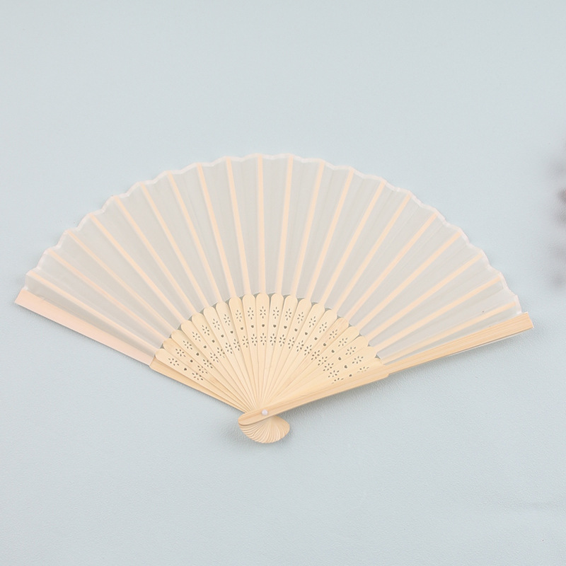Plain cloth fan 7-inch folding fan polyester bamboo fan advertising fan style variety solid color printed logo silk lettering