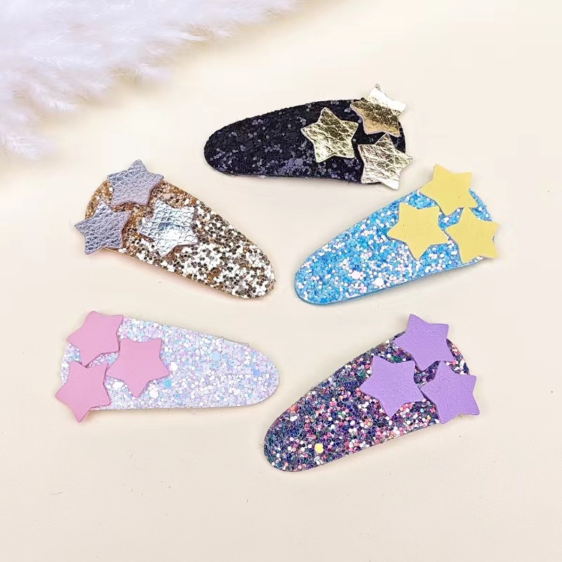 Cross-border glitter five-pointed star BB clip 70663 children's worship clip hairpin girl sequins Gretel drop clip