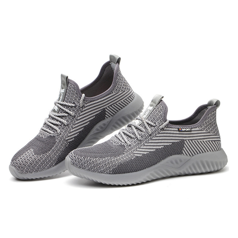 Flyknit safety shoes breathable ultra-light steel toe cap anti-smashing puncture safety protective shoes comfortable anti-slip anti-wear work shoes