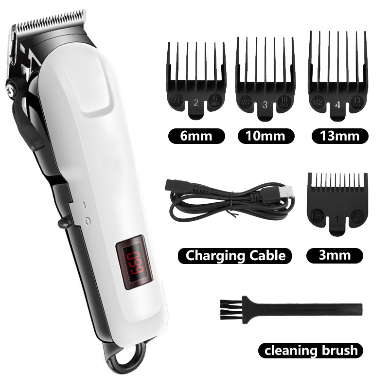 Cross-border multi-level adjustment LCD digital display hair clipper USB charging hair clipper high-power razor