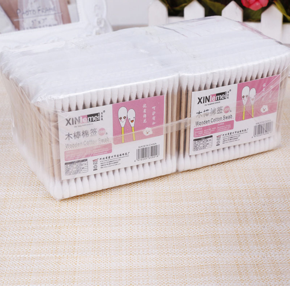 Core Le Mei 80- 100 bags of household cotton swabs makeup round head Beauty lipstick sanitary double head disinfection cotton swab
